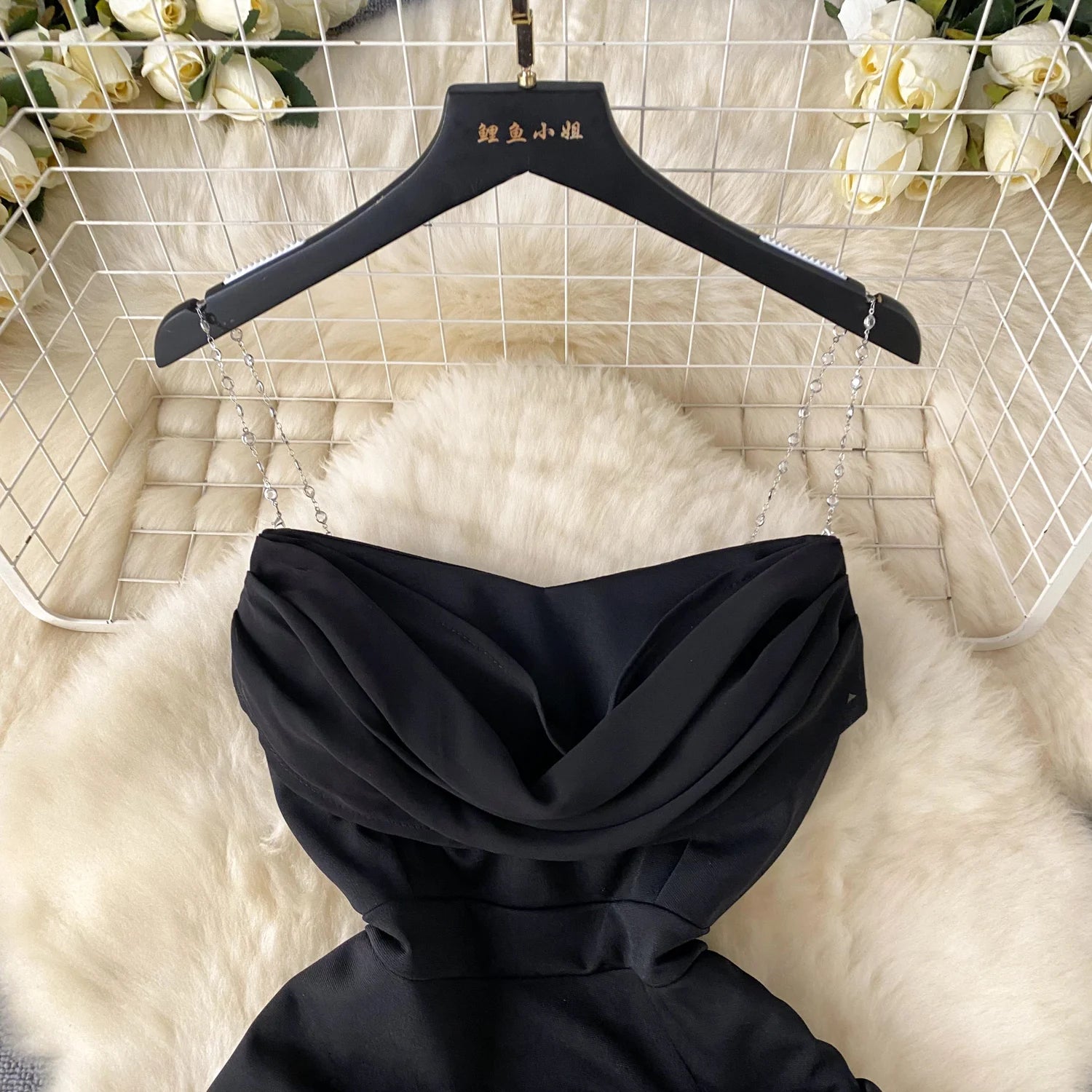 Sexy  Swinging collar Slip Dress pleated sweet Chic Vintage Evening Party Club Women Chic Slim Pencil dresses