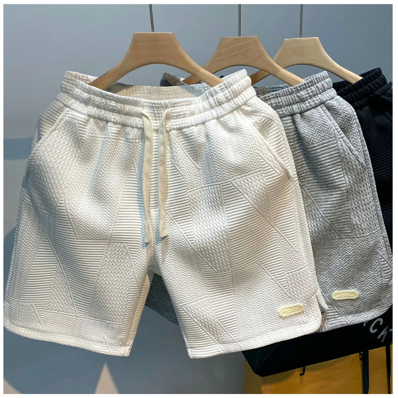 Clearance_Summer Running Shorts for Men Casual Jogging Sport Short Pants Wave Pattern Solid Color Drawstring Loose Dry Gym Sport