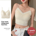 The New Women's Lace Vest with Seamless Small Halter Wrap Chest Seamless Underwear One Cup Anti-slip Bra Y2k Top Tank Top Halter