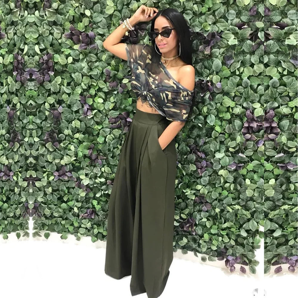 CM.YAYA Women Straight High Waist Pants Autumn Winter INS Streetwear Basic Wide Leg Long Trousers