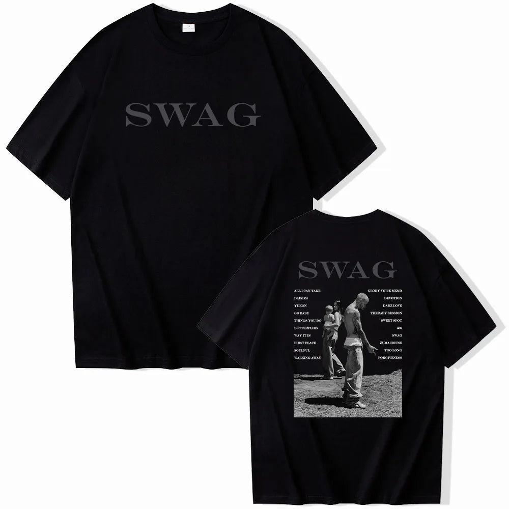 Bieber SWAG 2025 Justin Album T-shirt 2 Sided O-Neck Short Sleeve Shirts Fans Gift