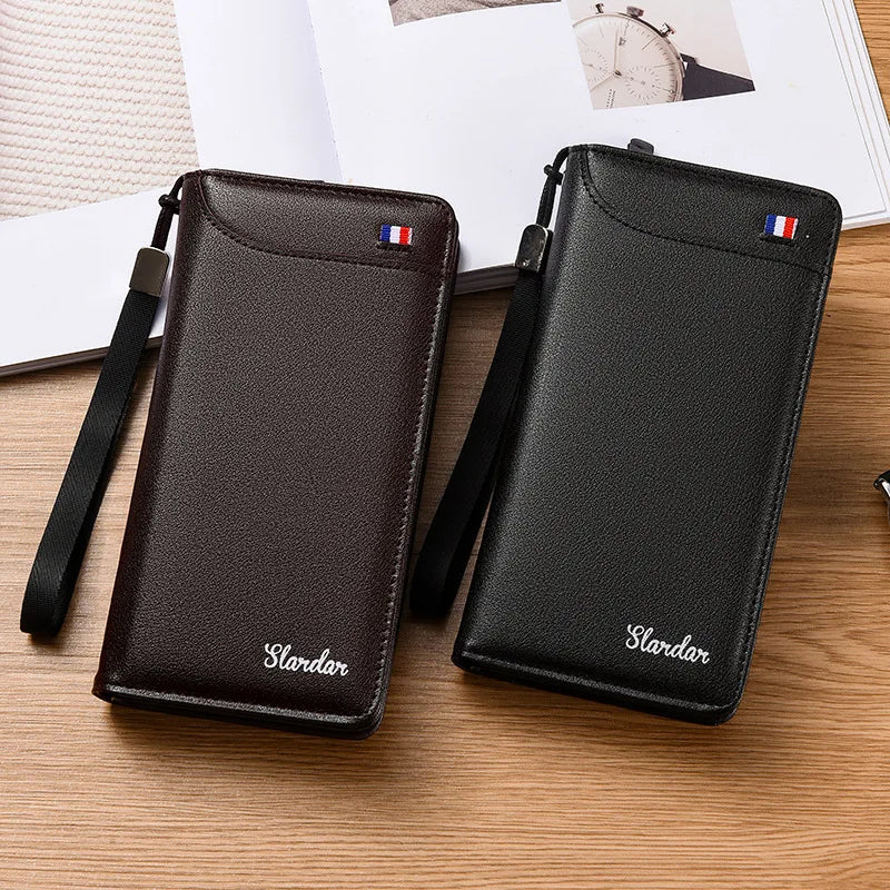 Fashionable Men Handhold Bag New Style Business Zippered Large Purse Phone Case