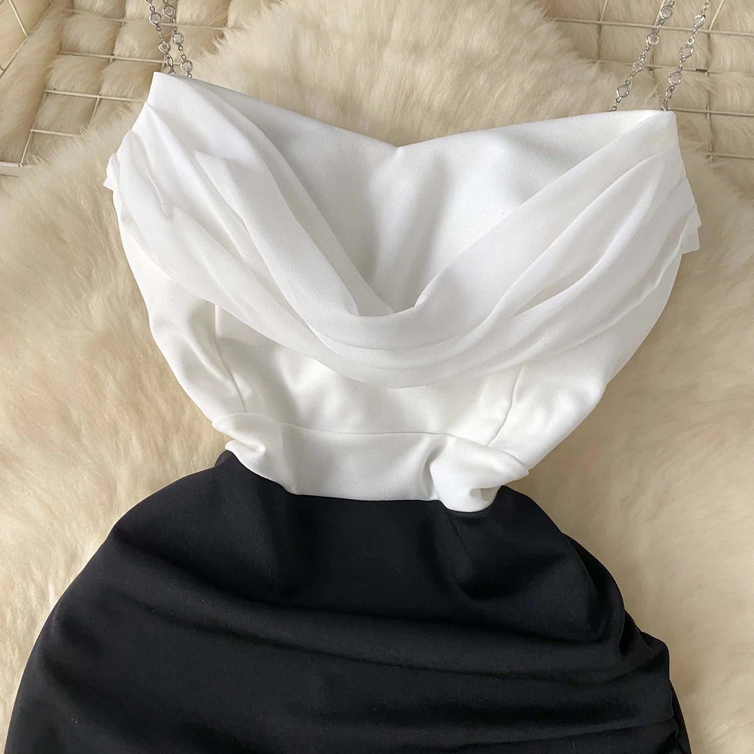 Sexy  Swinging collar Slip Dress pleated sweet Chic Vintage Evening Party Club Women Chic Slim Pencil dresses