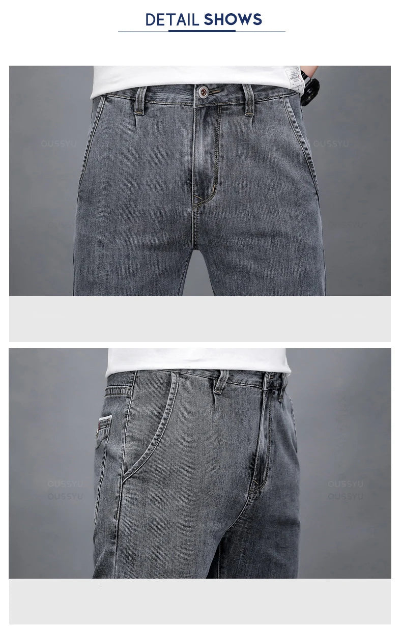 Autumn Stretch Skinny Jeans Men Fashion Casual Slim Fit Denim Designer Elastic Pants Grey Brand Trousers Male Large size 38 40