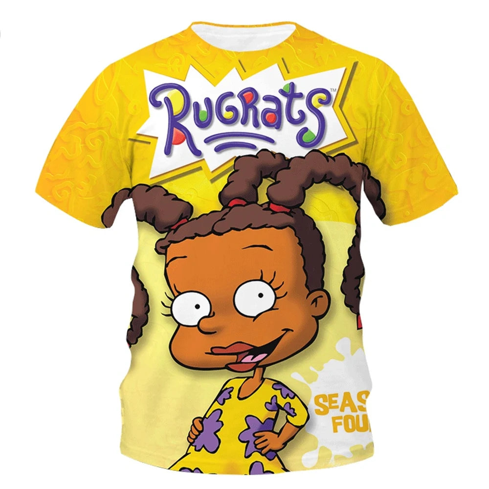 Summer fashion, novelty, creativity, 3D printing, anime character printing, fun, casual, comfortable short sleeved T-shirt