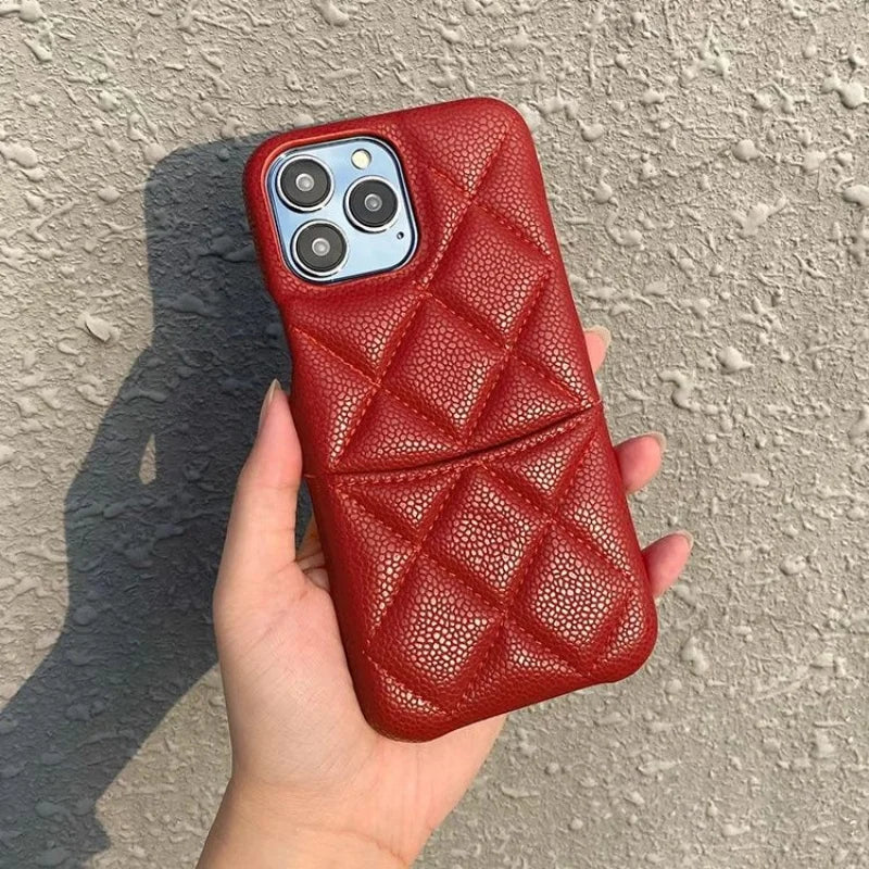 Luxury Lychee Texture Leather Card Bag Solid Color Wallet Phone Case for iPhone 17 16 15 14 Pro Max Black White PU Hard Cover