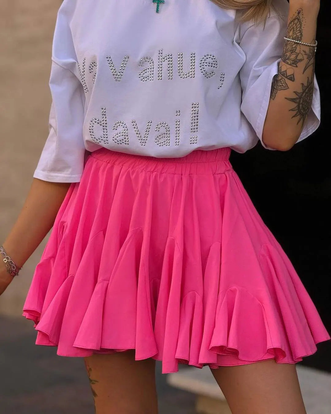 Wolfeel Summer White Mini Skirt High Waist Sexy Cute Ruffle Vintage Tennis Skirt  Elastic Waist Tutu Short Skirts for Women