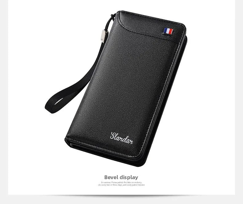 Fashionable Men Handhold Bag New Style Business Zippered Large Purse Phone Case