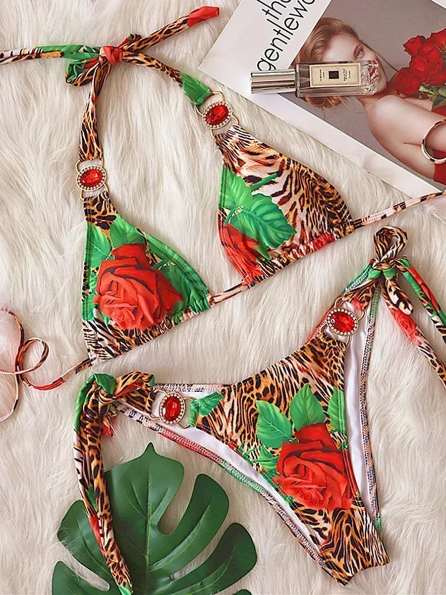 2025 Rhinestone Swimsuit Women Bikinis Crystal Diamond Bikini Set Metal Chain Swimwear female Luxury Aristocratic Swimming Suit
