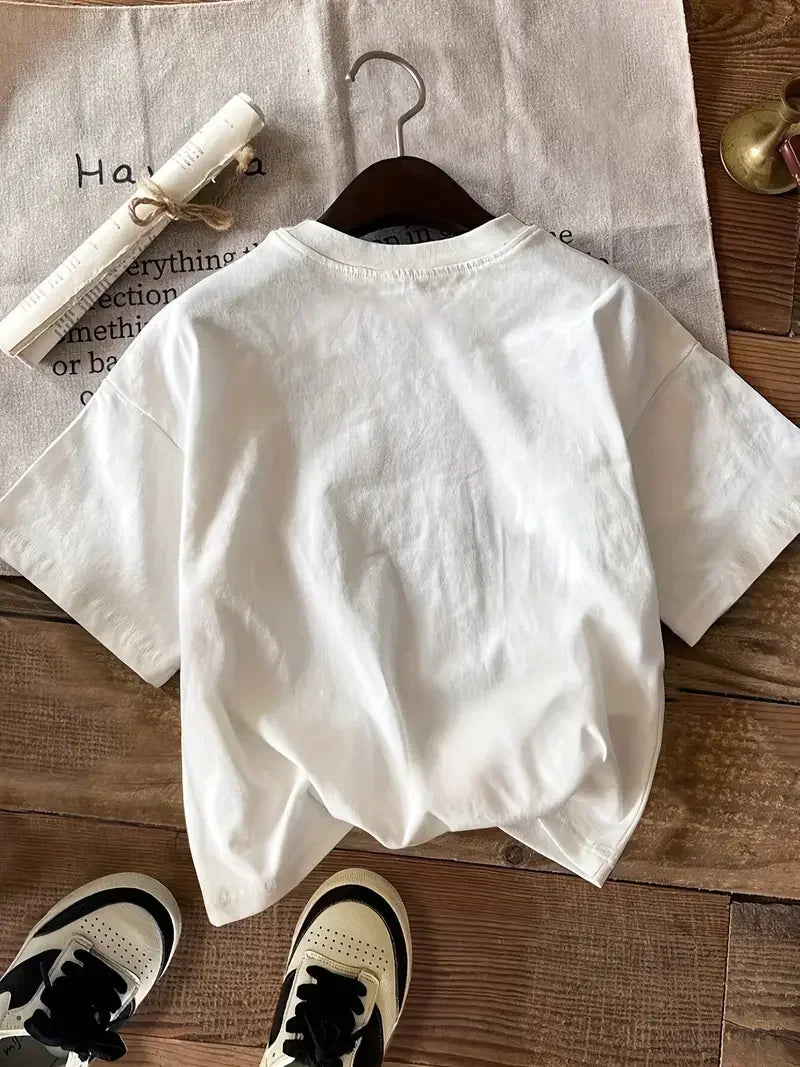 New York City Letter Printed T-shirt Fashion Casual T-shirt Pure Cotton Fun Women's Sports Top Creative Summer Women's T-shirt