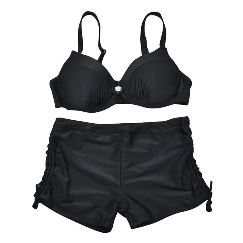 2026 New Swimsuit Red Push Up Bikini Set Women Swimwear Sexy Padded Adjustable Strap Bordered Bikinis Black Bathing Suit Tankini