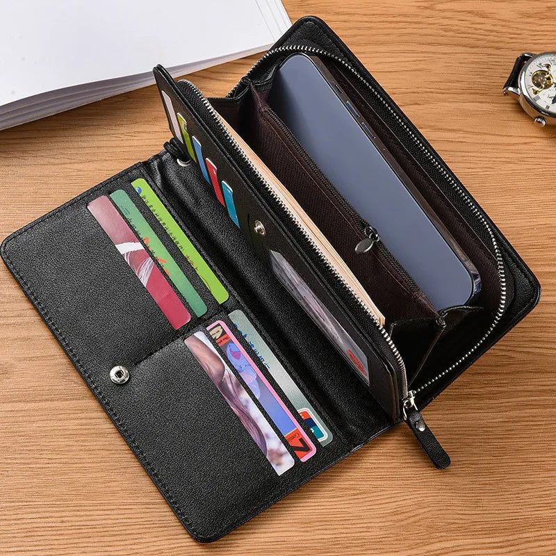 Fashionable Men Handhold Bag New Style Business Zippered Large Purse Phone Case