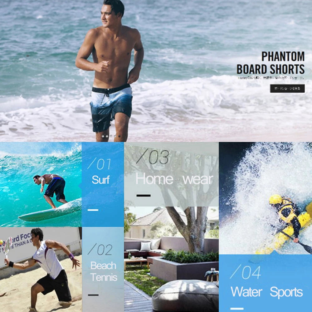 Summer New Brand Men Beach Shorts Phantom Bermuda Board Shorts Swim Shorts Waterproof Quick Dry Casual Diving Surfwear Swimwear
