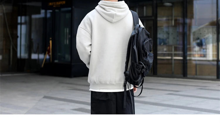 Japanese Streetwear High Quality Hip Hop Thin Fleece Hoodie Men Clothing Harajuku Casual Sweatshirt Korean Couple Pullover Male