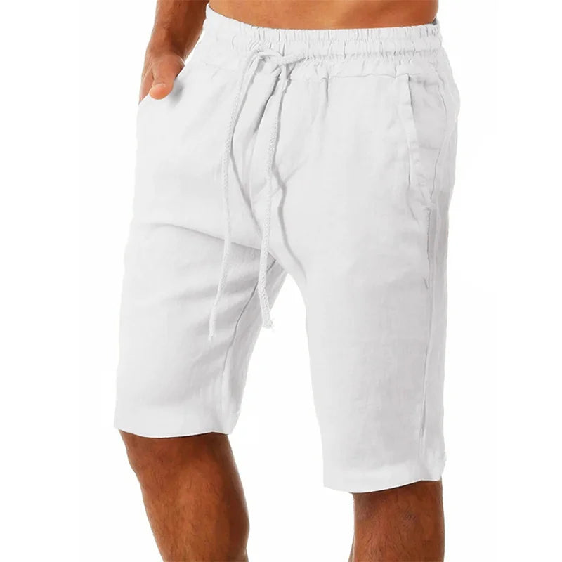 Men Cotton Linen Shorts Loose Sport Beach Shorts Summer Men Casual Cargo Shorts soild Gym Shorts Pocket Sweatpants Male Clothing